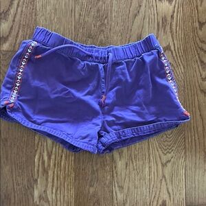 Purple Girl Shorts with Embroidered Trim